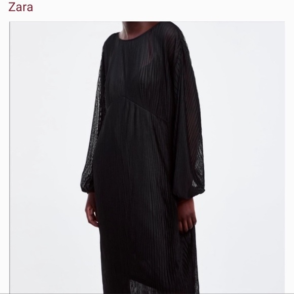NWOT | ZARA PLEATED MIDI DRESS | SIZE: L - Picture 5 of 5